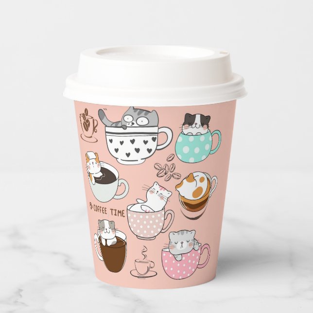 Kaffeekatzen Funny Pappbecher (Vorderseite)