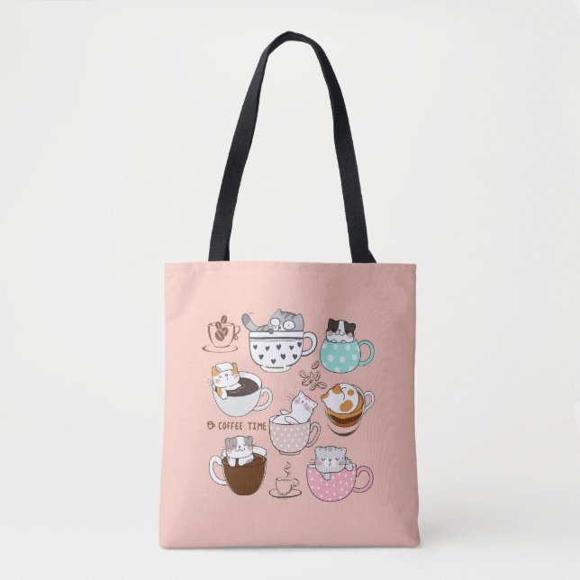 Kaffeekatzen Funny Tasche (Vorderseite)
