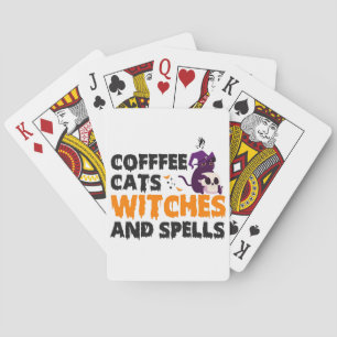 Kaffeekatzen Hexen und Zauber Funny Spooky Geschen Spielkarten