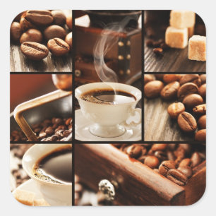 Kaffeekollage Quadratischer Aufkleber