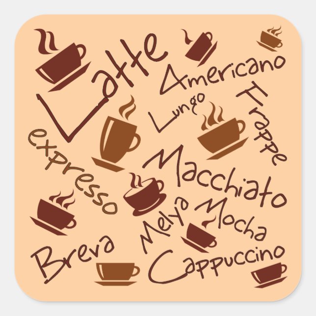 Kaffeekollektion Quadratischer Aufkleber (Vorderseite)