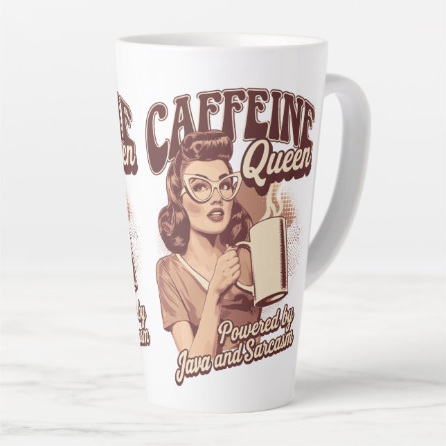 Kaffeekönigin – Java & Sarkasmus Retro-Design Milchtasse (Rechte Ecke)