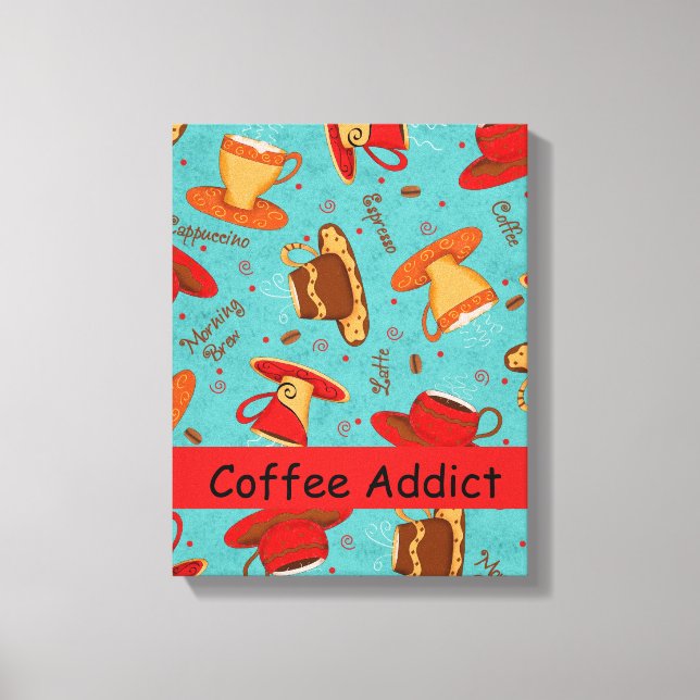 Kaffeekonzept für den Red Turquoise Coffee Cup Leinwanddruck (Vorderseite)
