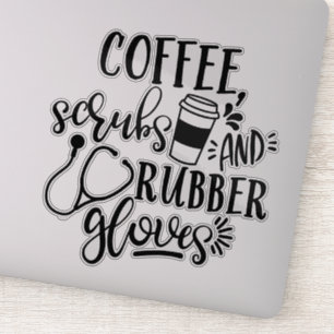 Kaffeekruben und Gummihandschuhe Aufkleber