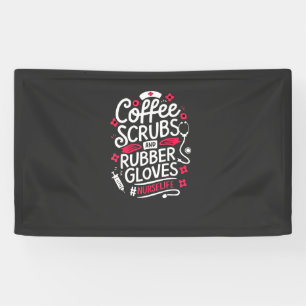 Kaffeekruben und Gummihandschuhe Krankenpflege Banner