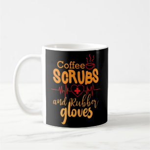 Kaffeekruben und Gummihandschuhe Krankenpflege Des Kaffeetasse