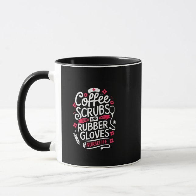 Kaffeekruben und Gummihandschuhe Krankenpflege Tasse (Links)