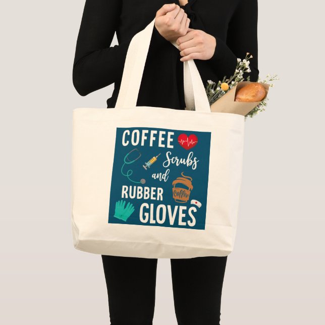 Kaffeekruben und Gummihandschuhe, medizinische Kra Jumbo Stoffbeutel (Vorderseite (Produkt))