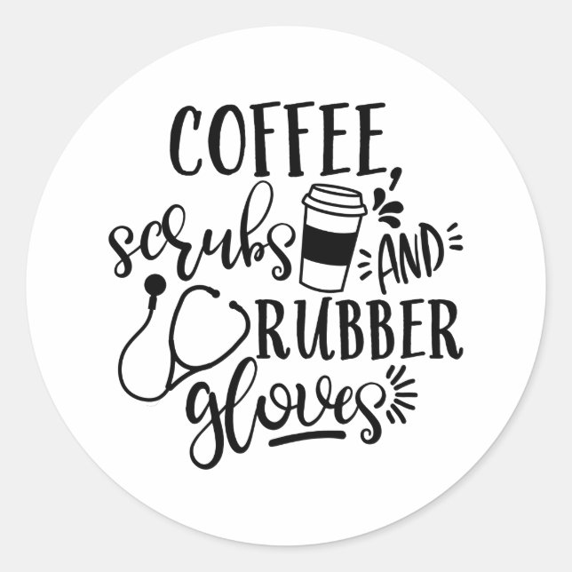 Kaffeekruben und Gummihandschuhe Runder Aufkleber (Vorderseite)