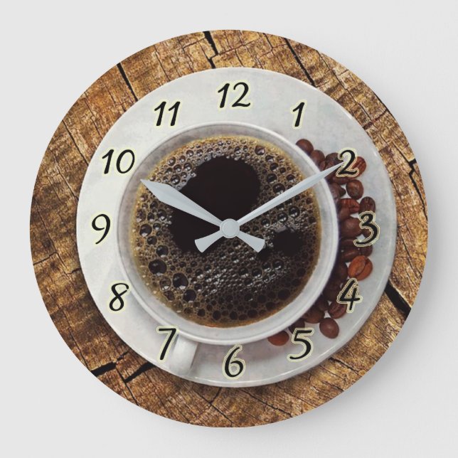 Kaffeeküche-Uhr Große Wanduhr (Vorderseite)