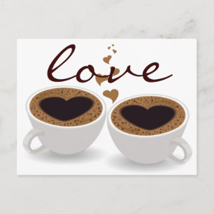 Kaffeekuchen in Liebe mit dem Herzen Postkarte