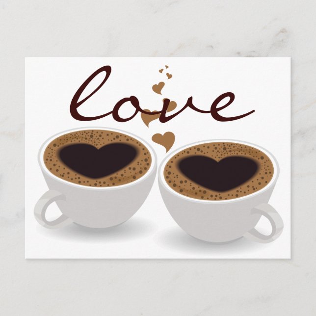 Kaffeekuchen in Liebe mit dem Herzen Postkarte (Vorderseite)