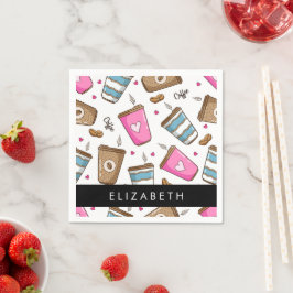 Kaffeekuchen, Kaffeebohnen, Herz, Ihr Name Serviette