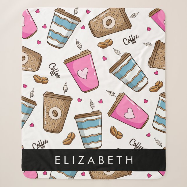 Kaffeekuchen, Kaffeebohnen, Herz, Ihr Name Sherpadecke (Vorderseite)