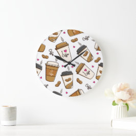 Kaffeekuchen, Kaffeebohnen, Kaffee Lover, Herzen Große Wanduhr