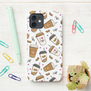 Kaffeekuchen, Kaffeebohnen, Kaffee Lover, Herzen iPhone 12 Hülle