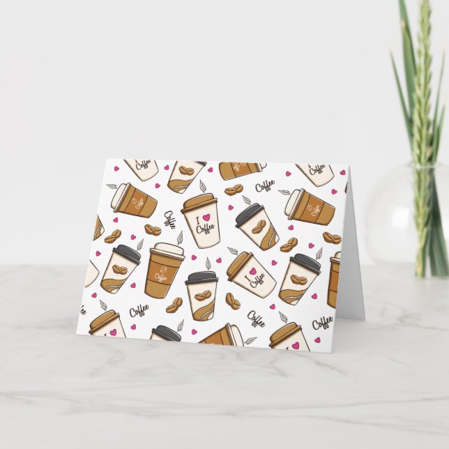 Kaffeekuchen, Kaffeebohnen, Kaffee Lover, Herzen Karte (Vorderseite)