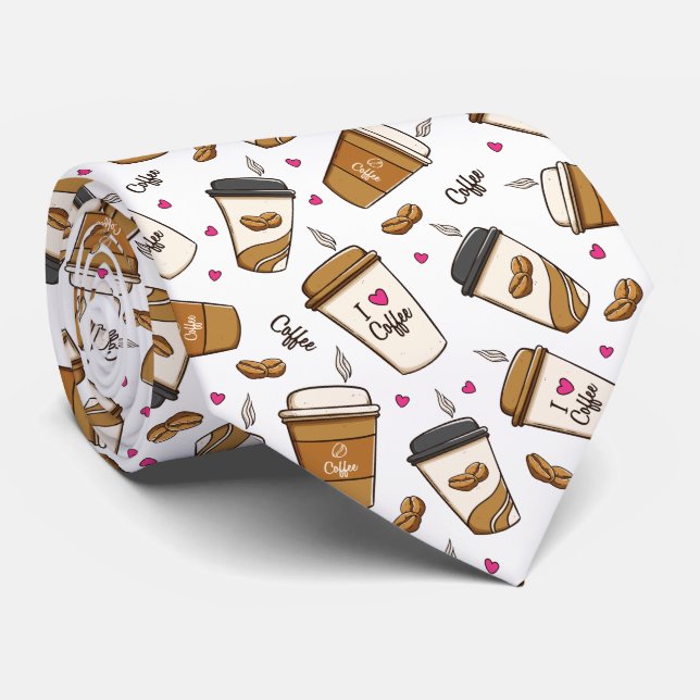 Kaffeekuchen, Kaffeebohnen, Kaffee Lover, Herzen Krawatte (Gerollt)