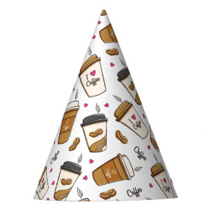 Kaffeekuchen, Kaffeebohnen, Kaffee Lover, Herzen Partyhütchen