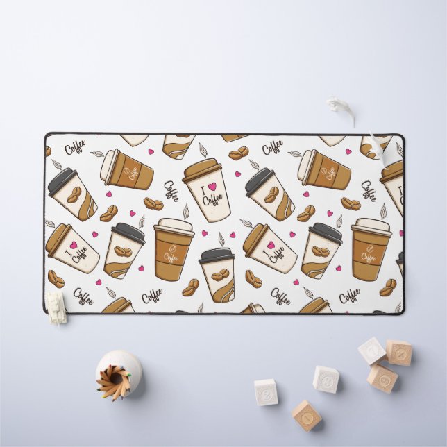 Kaffeekuchen, Kaffeebohnen, Kaffee Lover, Herzen Schreibtischunterlage (Kindertisch)
