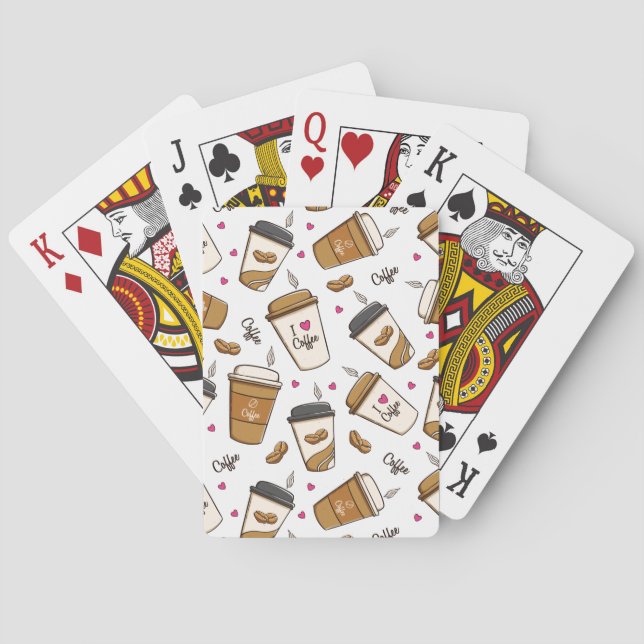 Kaffeekuchen, Kaffeebohnen, Kaffee Lover, Herzen Spielkarten (Rückseite)