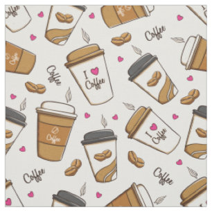 Kaffeekuchen, Kaffeebohnen, Kaffee Lover, Herzen Stoff