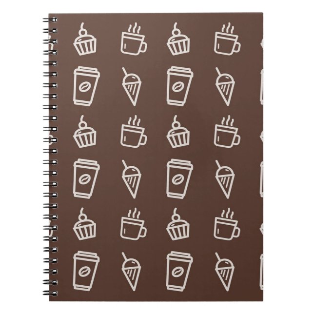 Kaffeekuchen und Icecream Illustrations Muster Notizblock (Vorderseite)