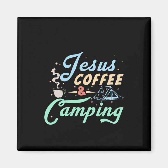 Kaffeekunst Jesus Kaffee & Camping Magnet (Vorne)