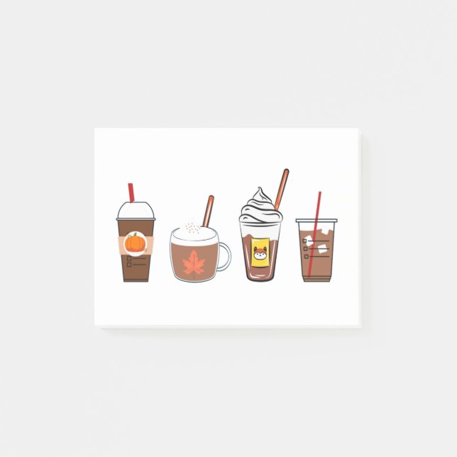Kaffeekürbis Herbst Post-it Klebezettel (Vorderseite)