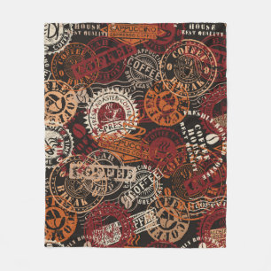Kaffeeladen-Stempel und Grunge-Abzeichen-Sammlung Fleecedecke