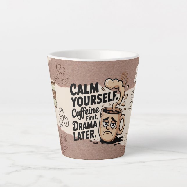 Kaffeelatte-Mug mit Kaffebohnen-Muster-Design Milchtasse (Vorderseite)