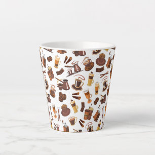 Kaffeelatte-Mug mit Kaffeesamen-Muster-Design, Milchtasse