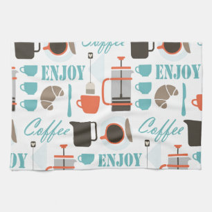 Kaffeeliebe und Café-Muster Geschirrtuch