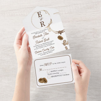 Kaffeeliebhaber alle auf einer Hochzeitseinladung All In One Einladung