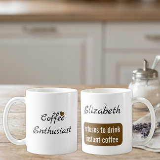 Kaffeeliebhaber benutzerdefinierter Name weiß und Kaffeetasse