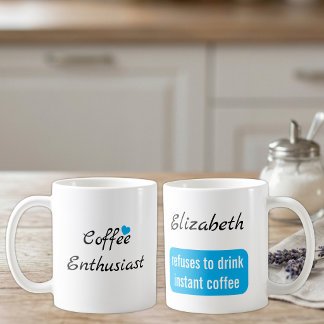 Kaffeeliebhaber benutzerdefinierter Name weiß und Kaffeetasse