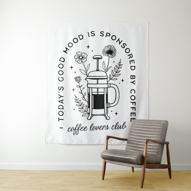 Kaffeeliebhaber Blumencocktail-Ästhetik Wandteppich (Beispiel)