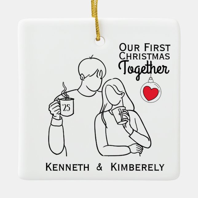 Kaffeeliebhaber Erste Weihnachten gemeinsam Keramikornament (Vorderseite)
