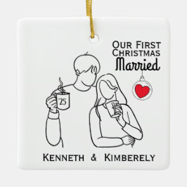 Kaffeeliebhaber Erste Weihnachten Verheiratet Keramikornament