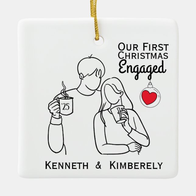 Kaffeeliebhaber Erste Weihnachten Verlobt Keramikornament (Vorderseite)