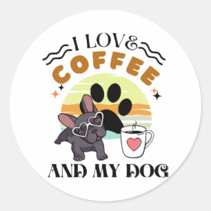 Kaffeeliebhaber - ich Liebe Kaffee und mein Hund Runder Aufkleber