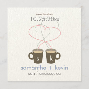 Kaffeeliebhaber Save the Date: Creme Felt Paper Date