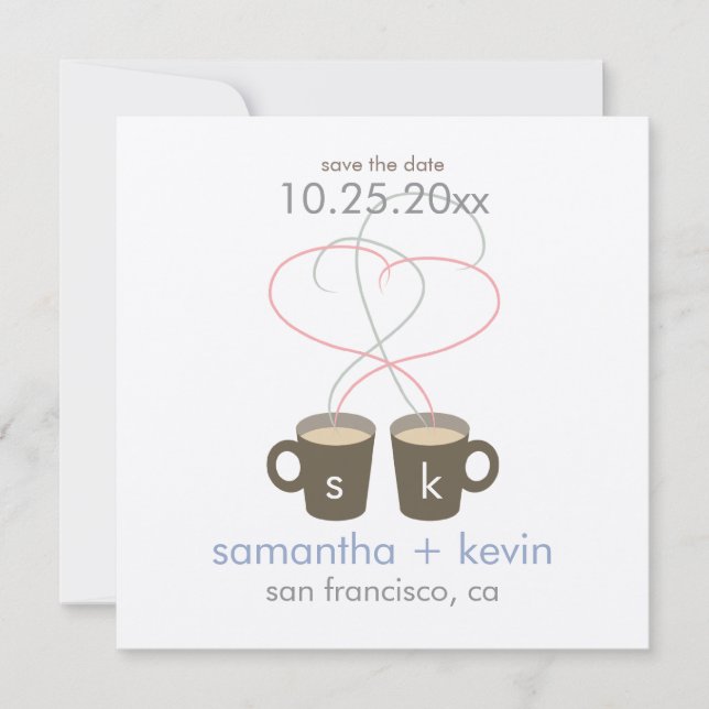 Kaffeeliebhaber Save the Date: Creme Felt Paper Save The Date (Vorderseite)
