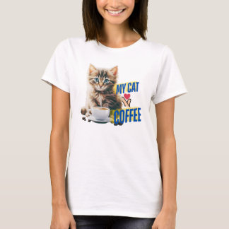 Kaffeeliebhaber und Katze T-Shirt
