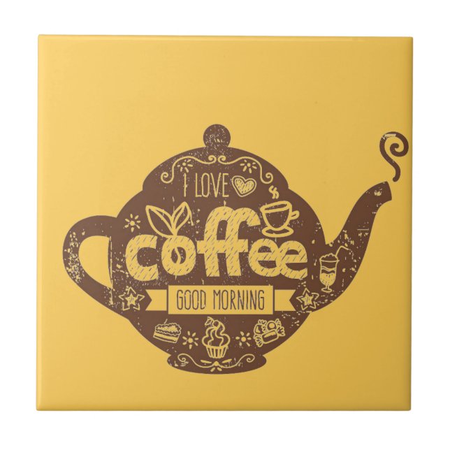 Kaffeeliebhaber Vintages Retro-Café Kunst I Liebe  Fliese (Vorderseite)