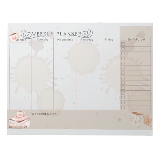 Kaffeeliebhaber Wochenplaner Notizblock (Vorderseite)