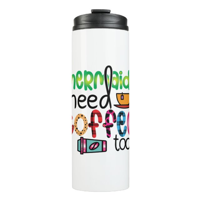 Kaffeemädchen brauchen auch Kaffee Thermosbecher (Vorderseite)