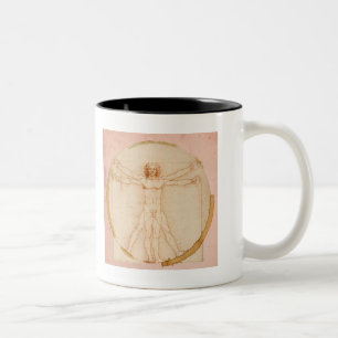 Kaffeemann nach Da Vincis Vitruvianischem Mann Zweifarbige Tasse