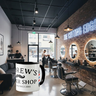 Kaffeemaschine aus Friseursalon Tasse mit Stöcken 