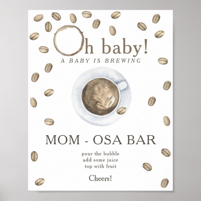 Kaffeemaschine Babydusche Momosa Bar Poster (Vorne)